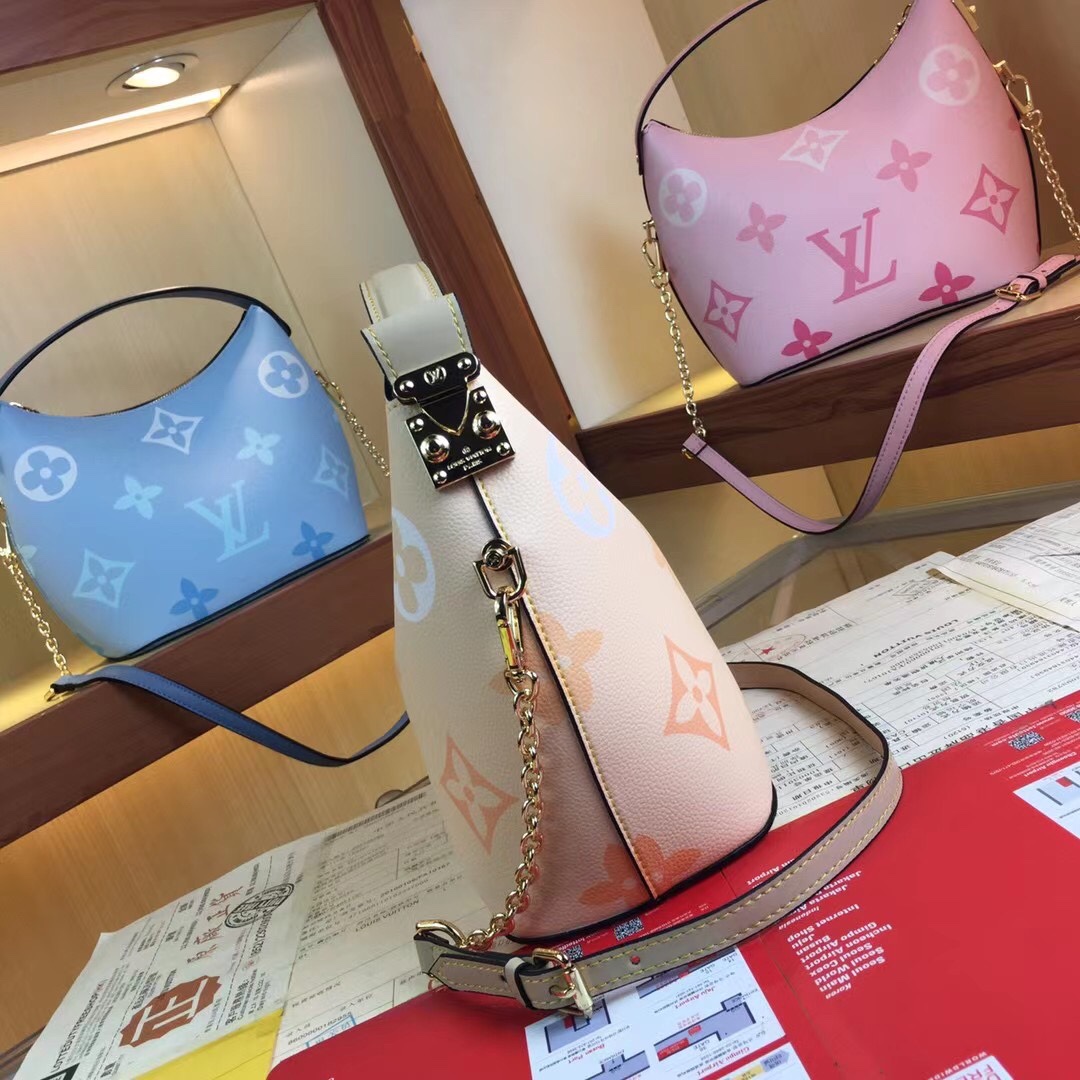 Louis Vuitton Marshmallow Hobo Bolsa Beige/Pink/Blue-2