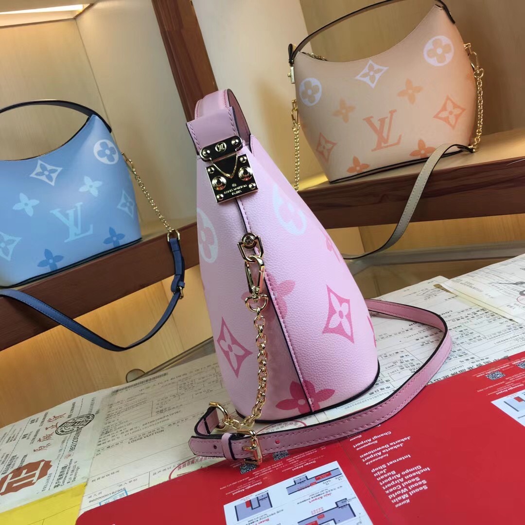 Louis Vuitton Marshmallow Hobo Bolsa Beige/Pink/Blue-8