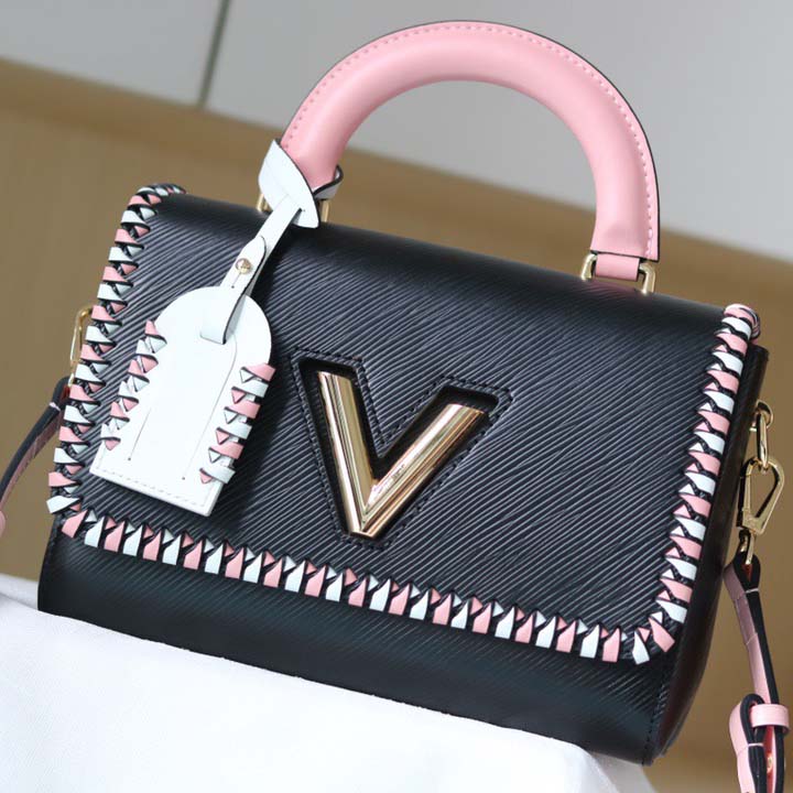 Louis Vuitton Twist MM HandBolsa Negro/Pink/Brown-1