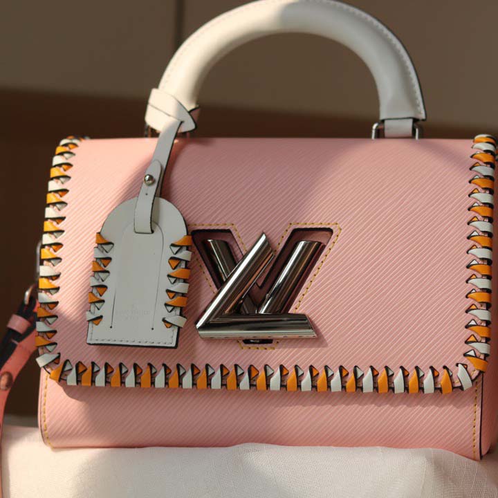 Louis Vuitton Twist MM HandBolsa Negro/Pink/Brown-5