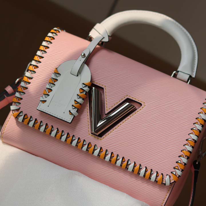 Louis Vuitton Twist MM HandBolsa Negro/Pink/Brown-6