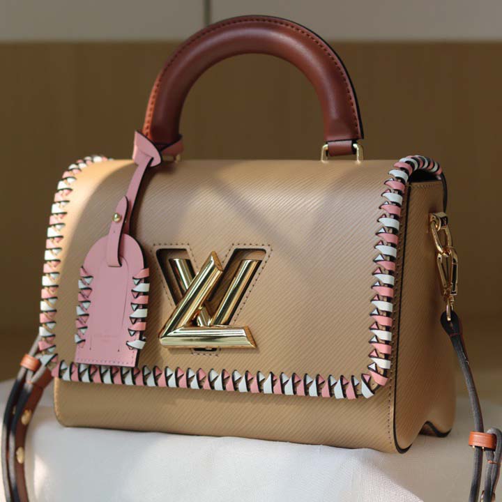 Louis Vuitton Twist MM HandBolsa Negro/Pink/Brown-10
