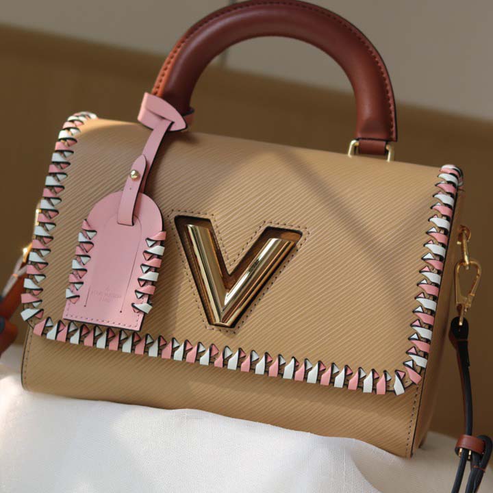 Louis Vuitton Twist MM HandBolsa Negro/Pink/Brown-11