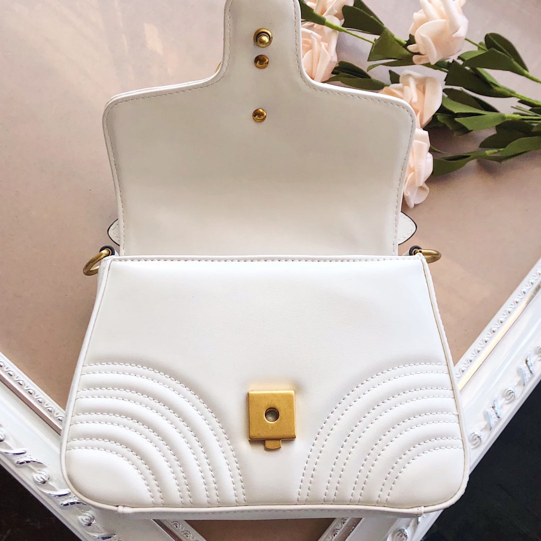 Gucci Marmont Mini Top Many Bolsa White/Pink/Rojo-4