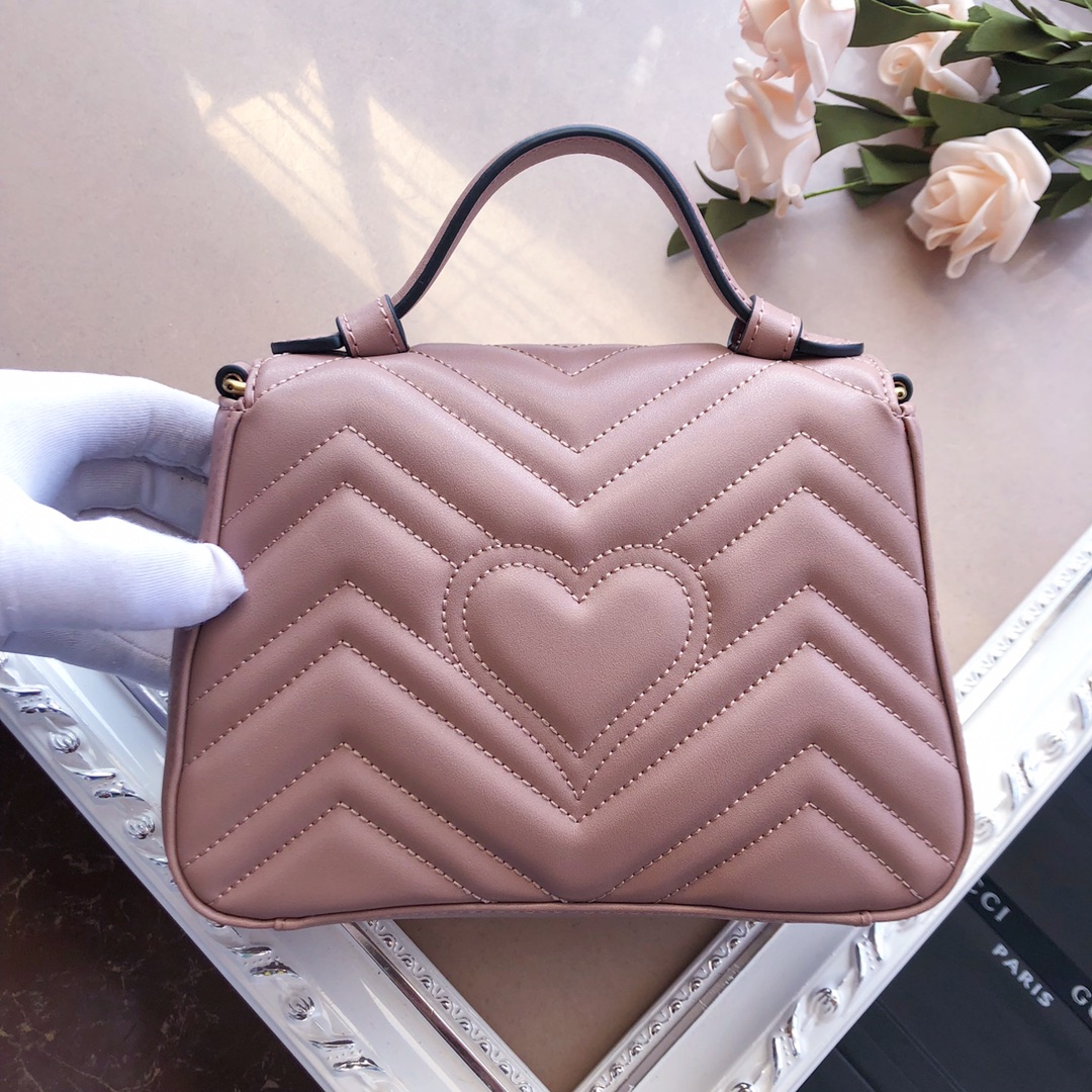 Gucci Marmont Mini Top Many Bolsa White/Pink/Rojo-6