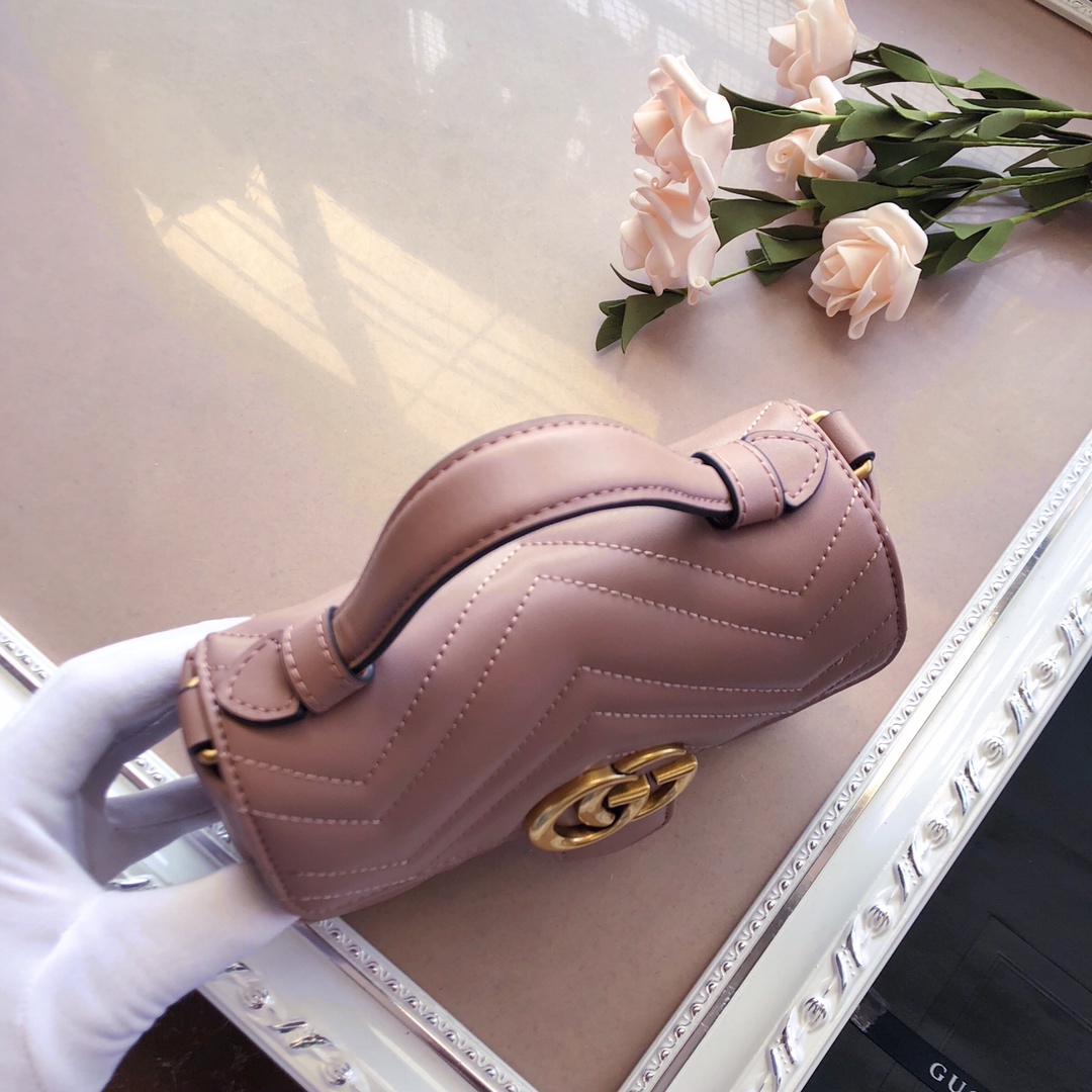 Gucci Marmont Mini Top Many Bolsa White/Pink/Rojo-7