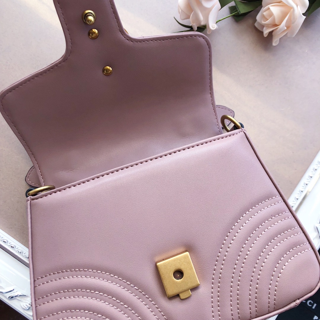 Gucci Marmont Mini Top Many Bolsa White/Pink/Rojo-8