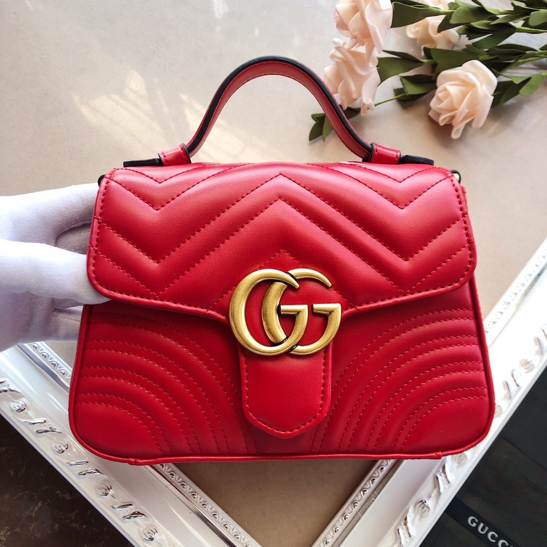 Gucci Marmont Mini Top Many Bolsa White/Pink/Rojo-10