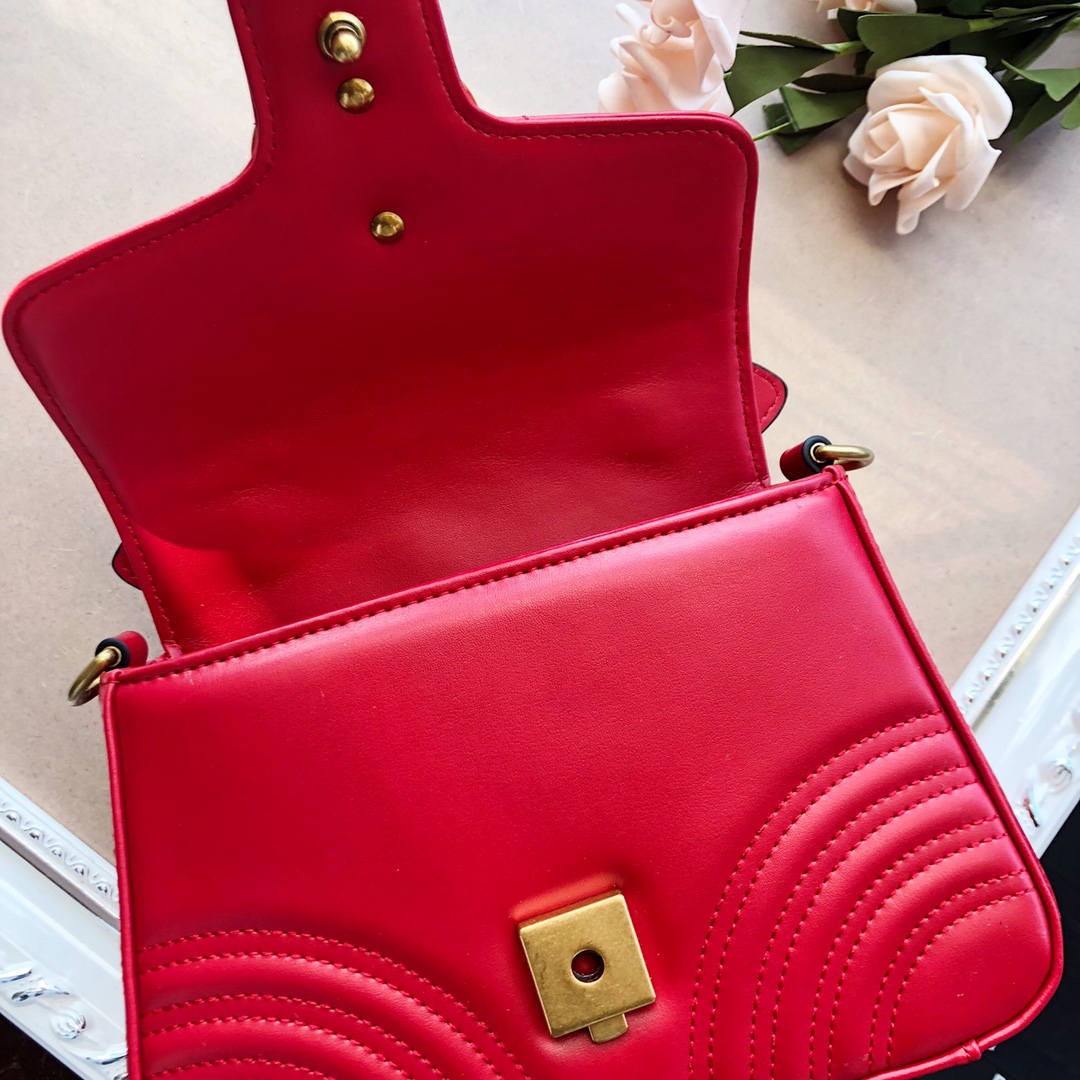 Gucci Marmont Mini Top Many Bolsa White/Pink/Rojo-12