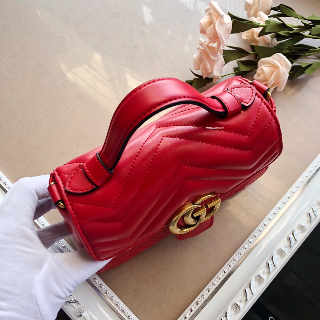 Gucci Marmont Mini Top Many Bolsa White/Pink/Rojo-13