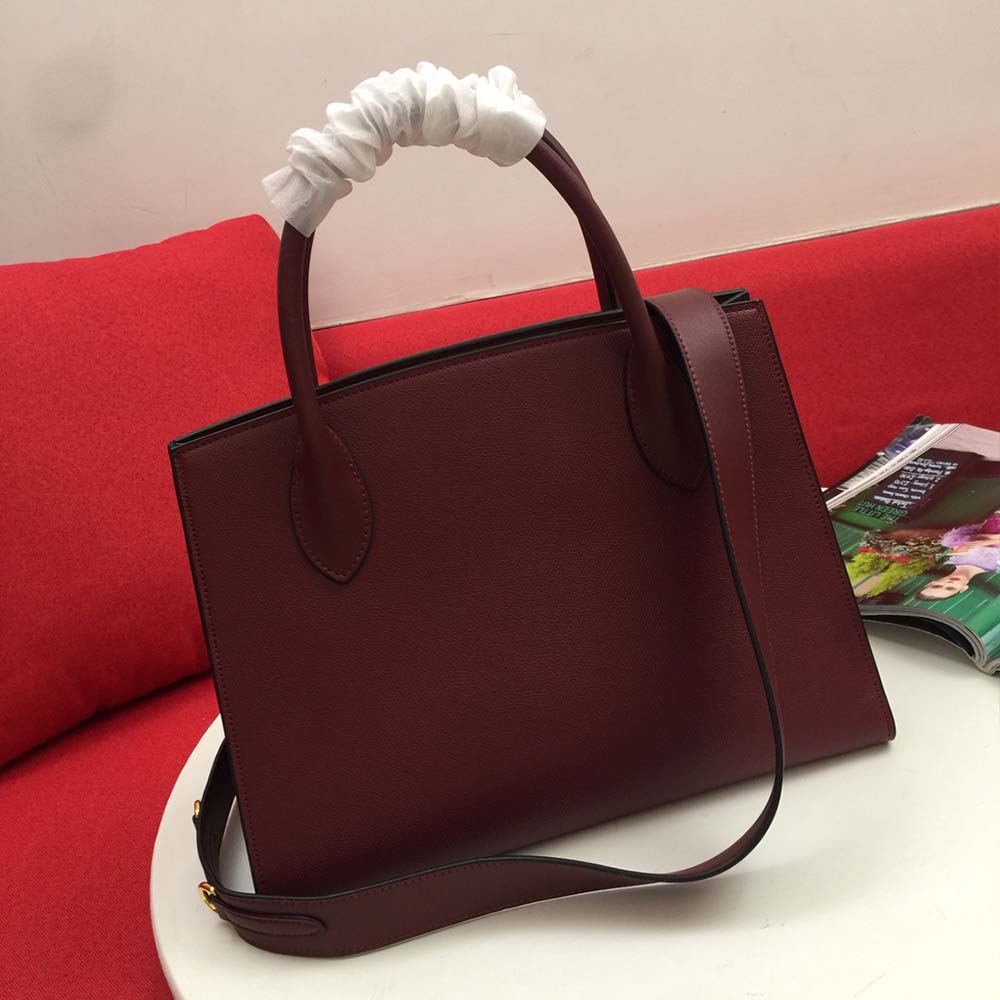 Bolsa Monocromática de cuero Saffiano de Prada Medium 1BA155 (66158) Vino-1