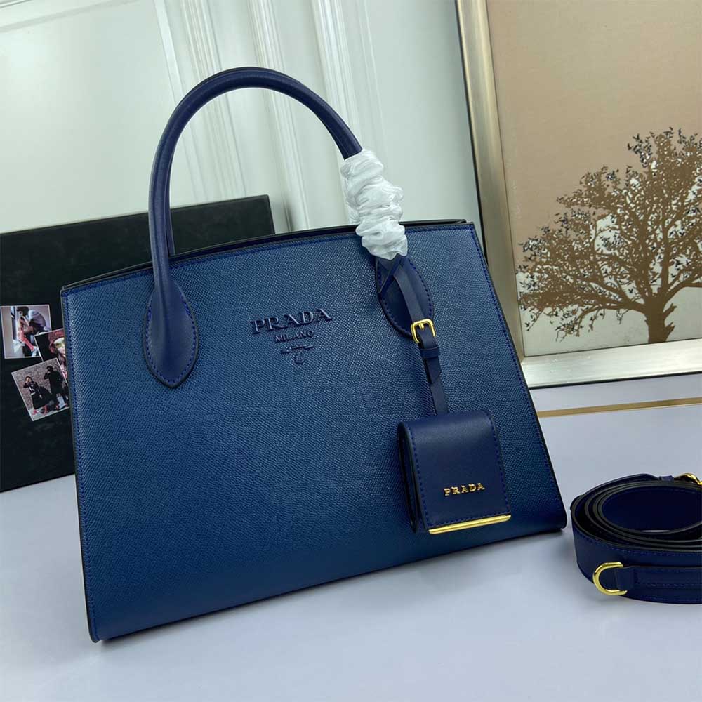Bolsa Monocromática de cuero Saffiano de Prada Medium 1BA155 (66158) Vino-20