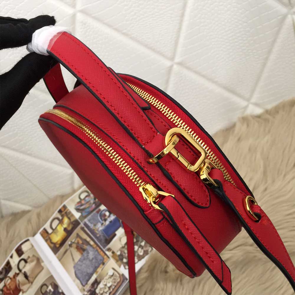 Prada aaa-saffiano cuero bolso Odette 1BH123 blanco/negro/rojo-9