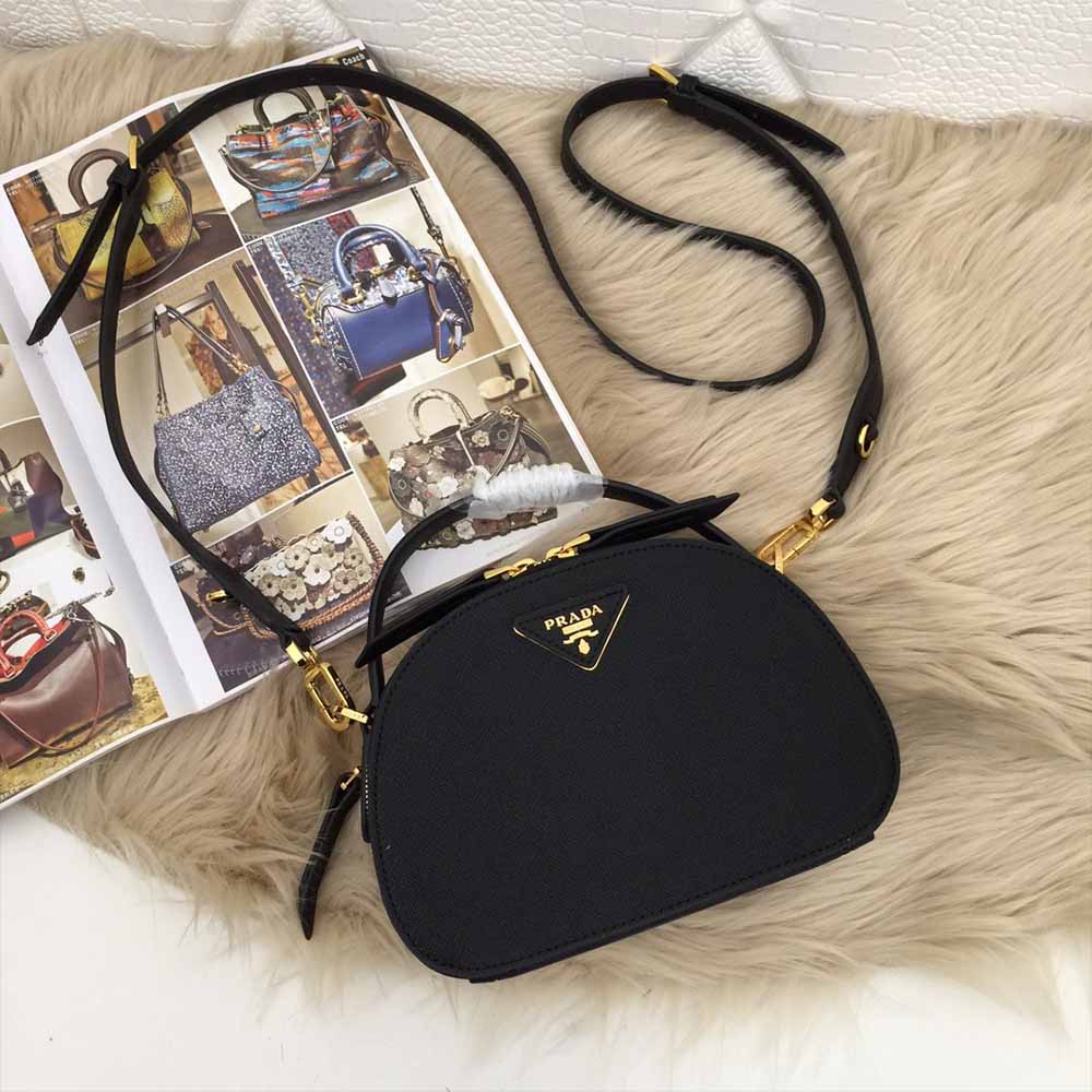Prada aaa-saffiano cuero bolso Odette 1BH123 blanco/negro/rojo-10