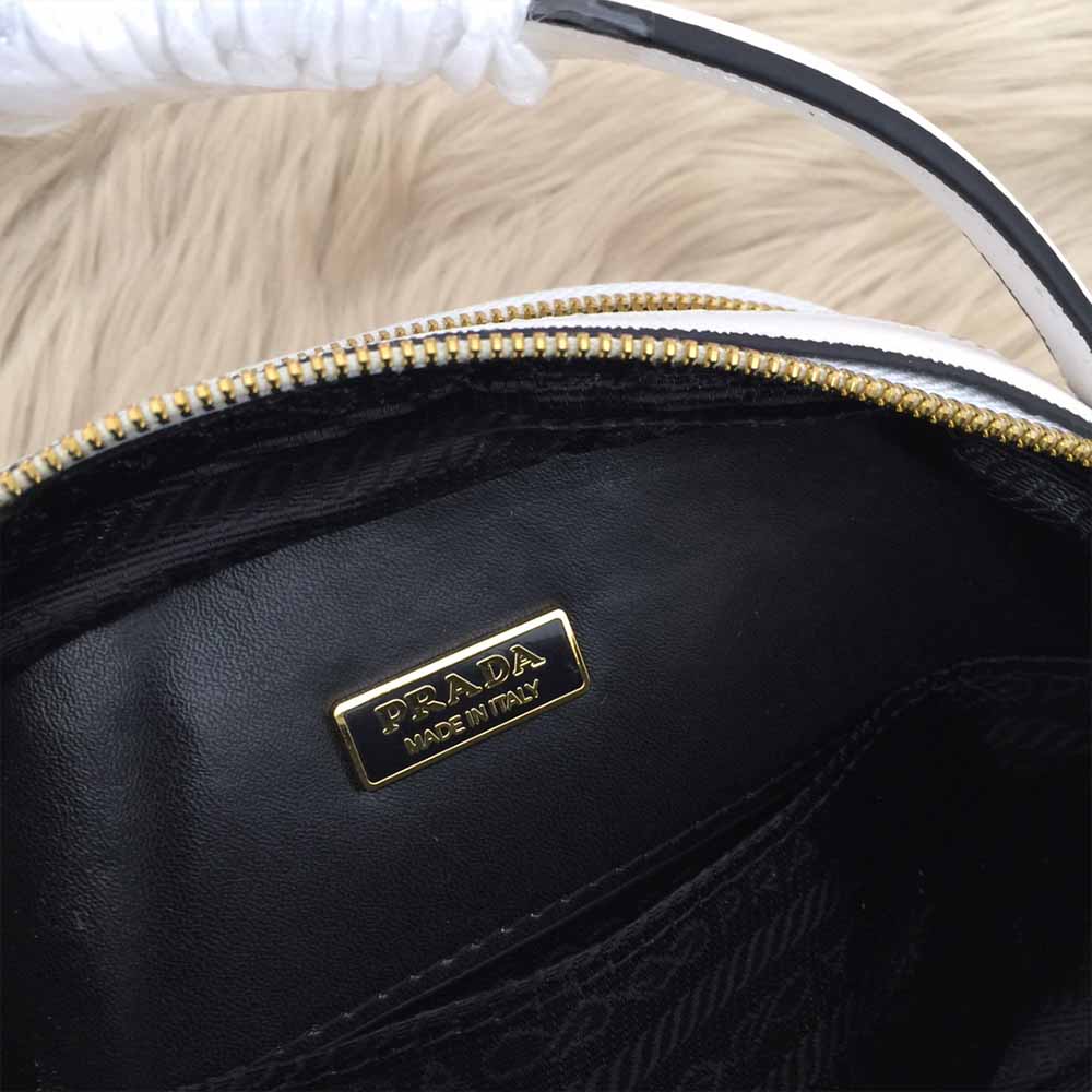 Prada aaa-saffiano cuero bolso Odette 1BH123 blanco/negro/rojo-11