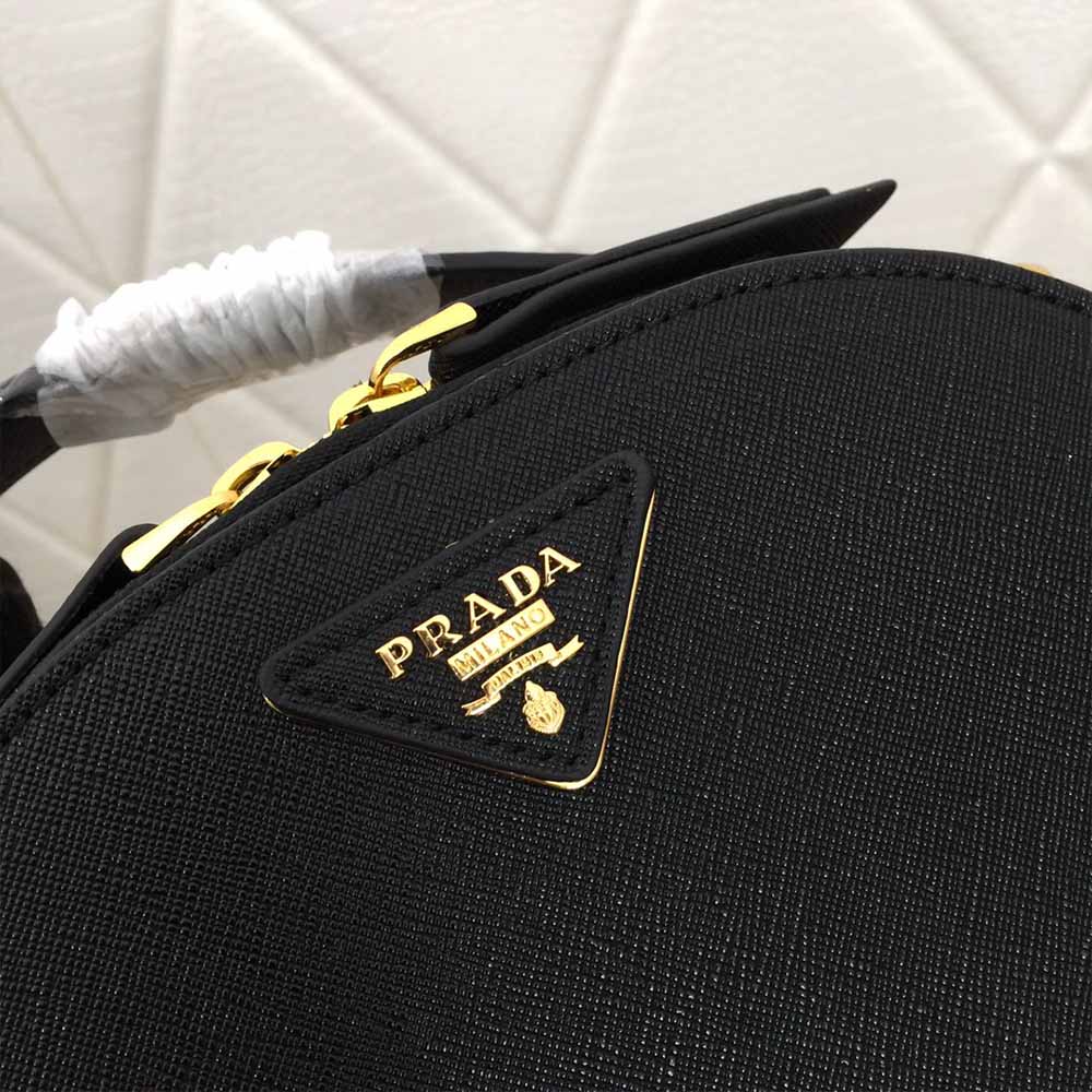 Prada aaa-saffiano cuero bolso Odette 1BH123 blanco/negro/rojo-12