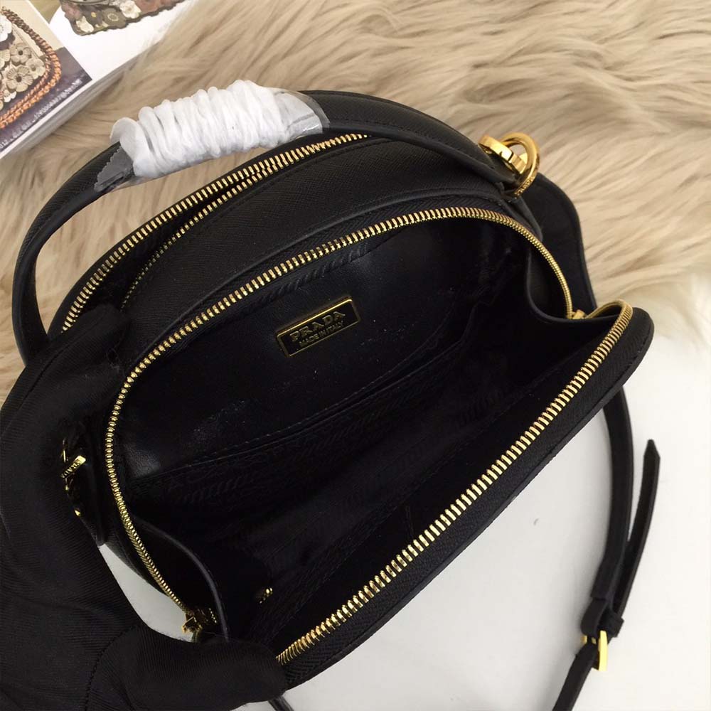 Prada aaa-saffiano cuero bolso Odette 1BH123 blanco/negro/rojo-14