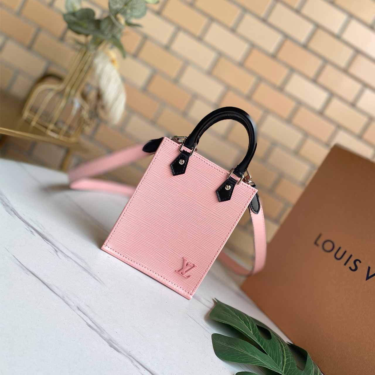 Louis Vuitton Petit Sac Plat M69441 Black/White/Pink-13