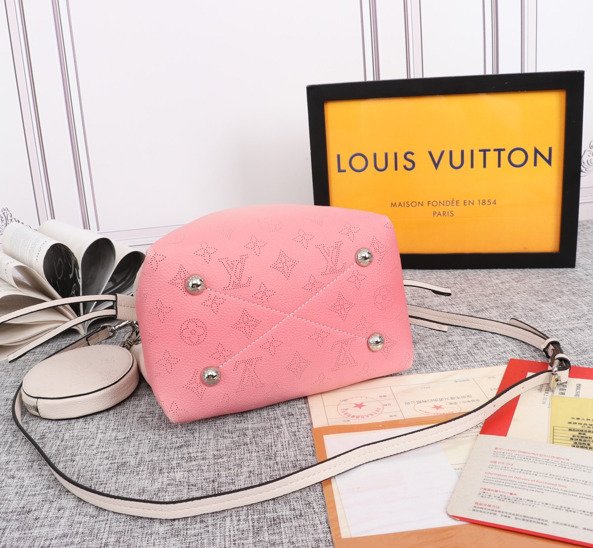 Louis Vuitton Adorable Bella Bucket Bolsa Pink/Blue-3