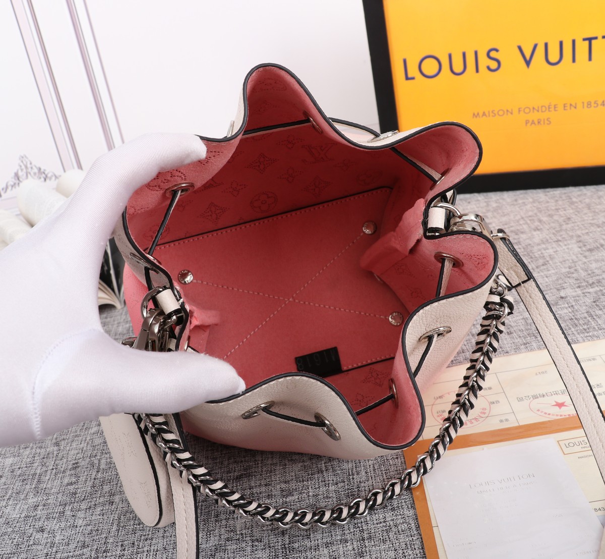Louis Vuitton Adorable Bella Bucket Bolsa Pink/Blue-4