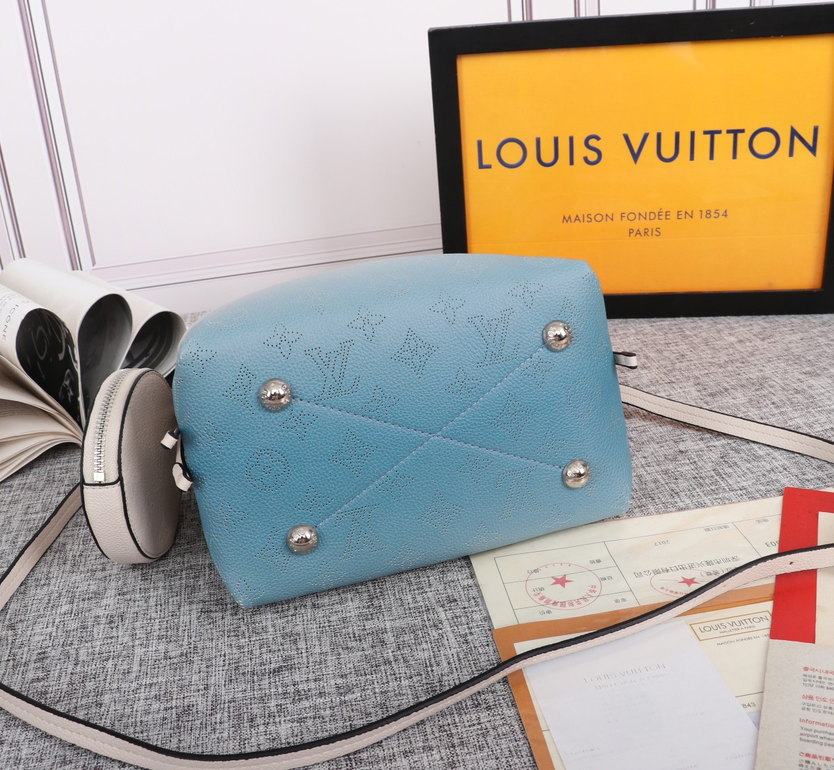 Louis Vuitton Adorable Bella Bucket Bolsa Pink/Blue-8