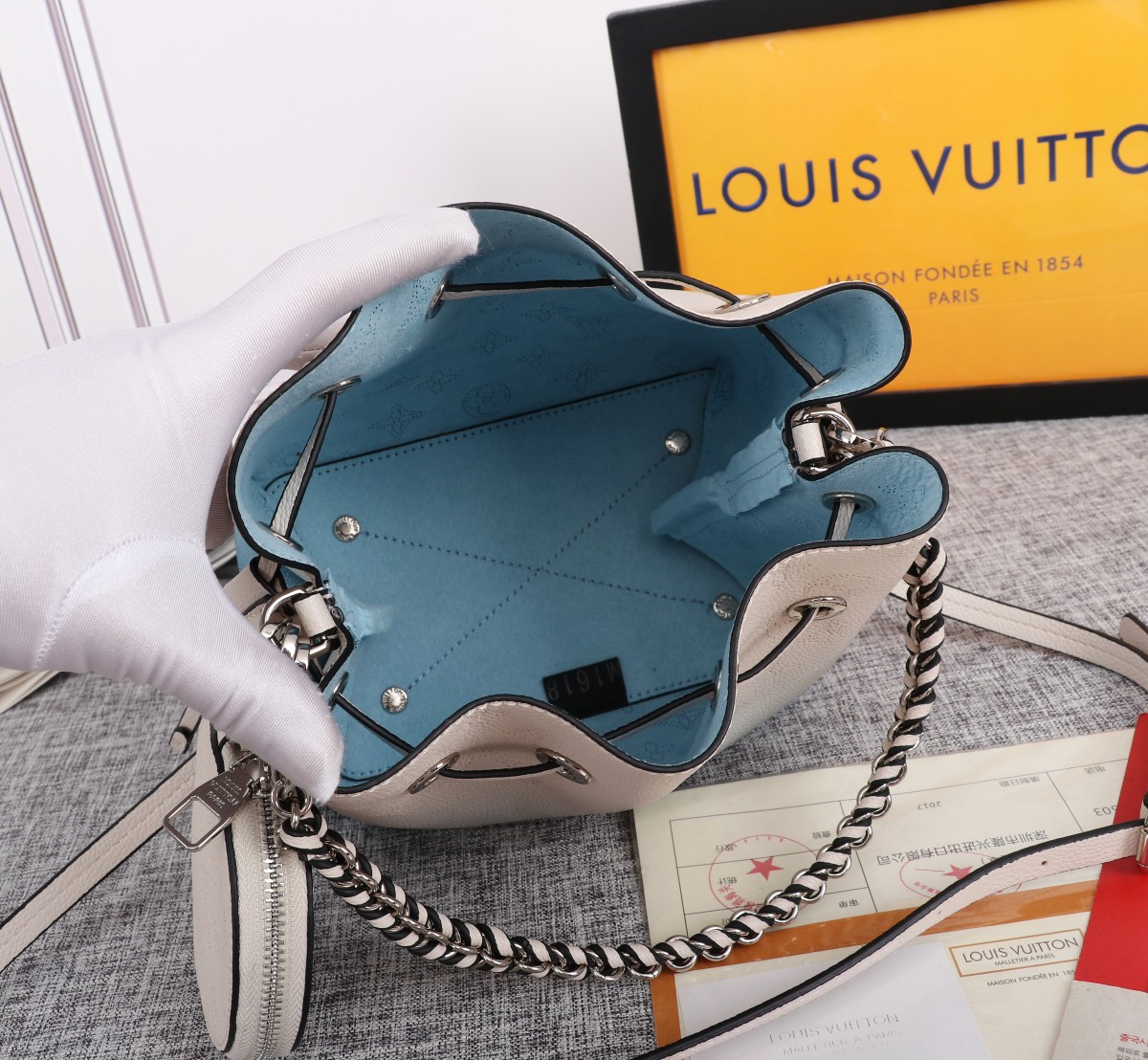 Louis Vuitton Adorable Bella Bucket Bolsa Pink/Blue-9