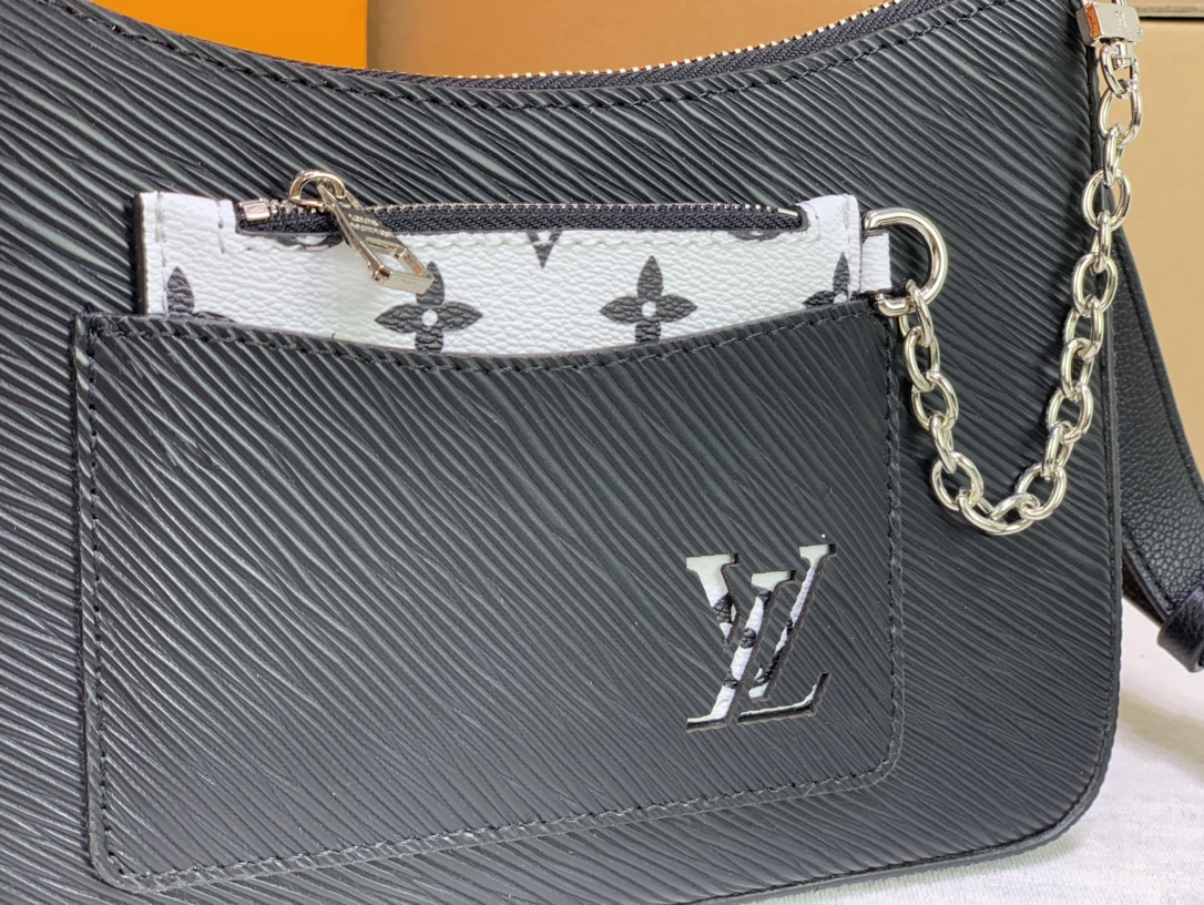 Louis Vuitton Marelle HandBolsa Black/White/Brown-3