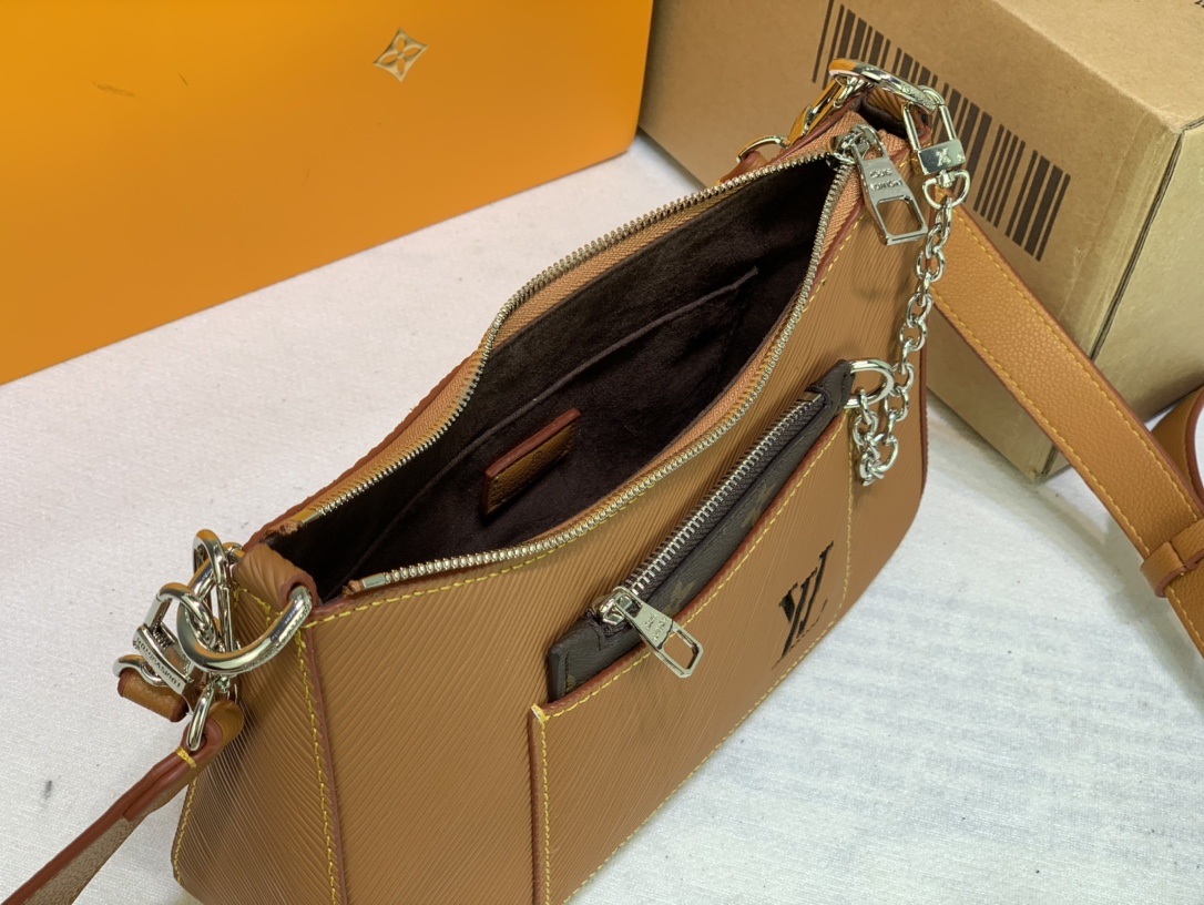 Louis Vuitton Marelle HandBolsa Black/White/Brown-10