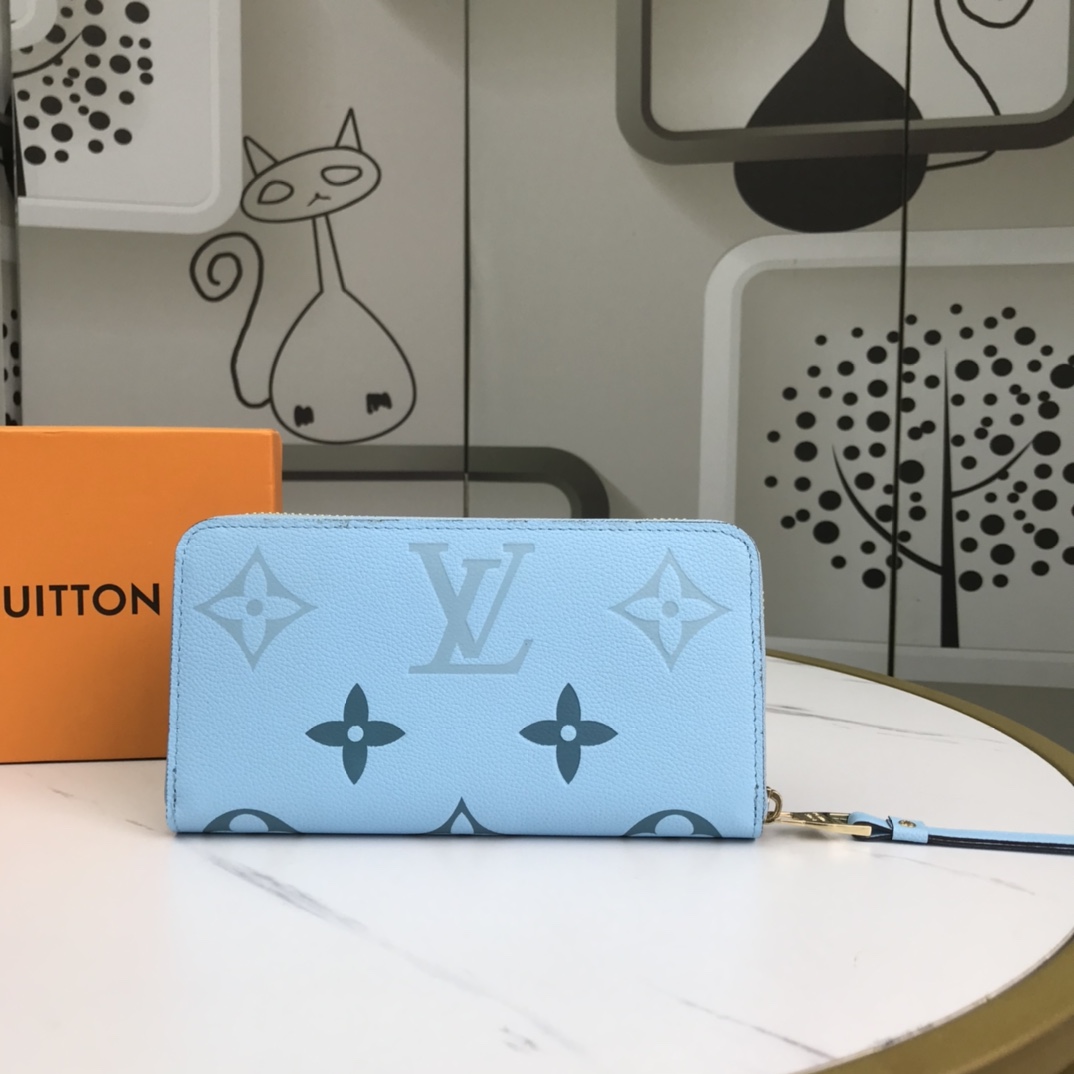 Louis Vuitton Zippy Wallet Pink/Blue/Brown-5