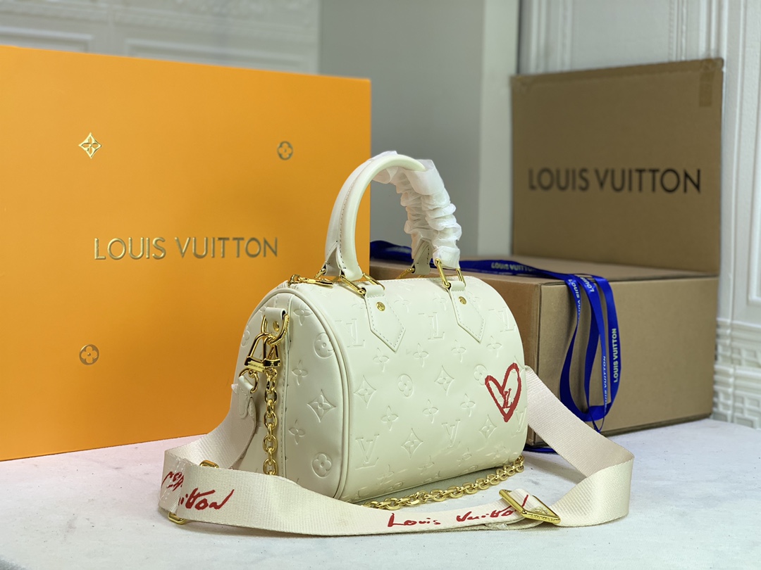 Louis Vuitton Limited Edition Speedy Bandouliere 22 White/Pink-1