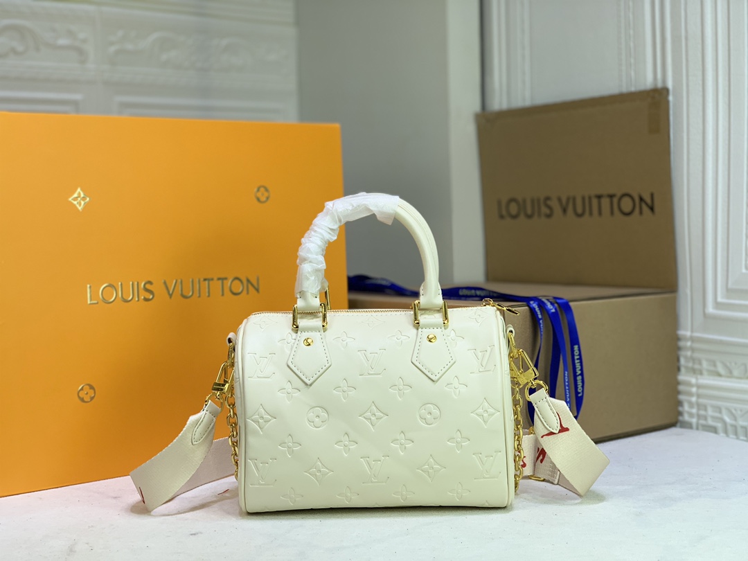 Louis Vuitton Limited Edition Speedy Bandouliere 22 White/Pink-2
