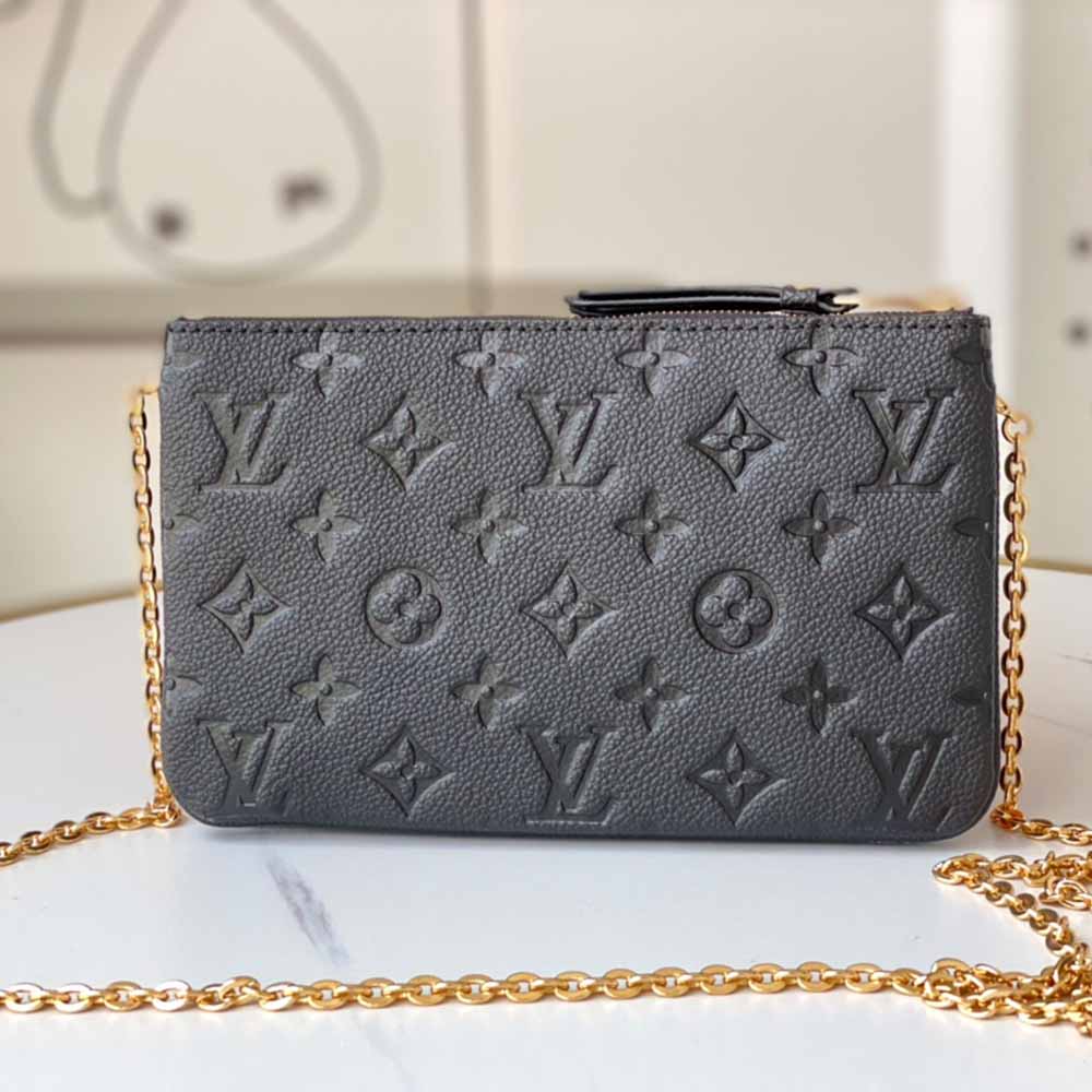 Louis Vuitton aaa-doble zip Pochette M68568 Negro/Azul-1