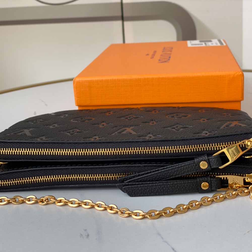 Louis Vuitton aaa-doble zip Pochette M68568 Negro/Azul-2