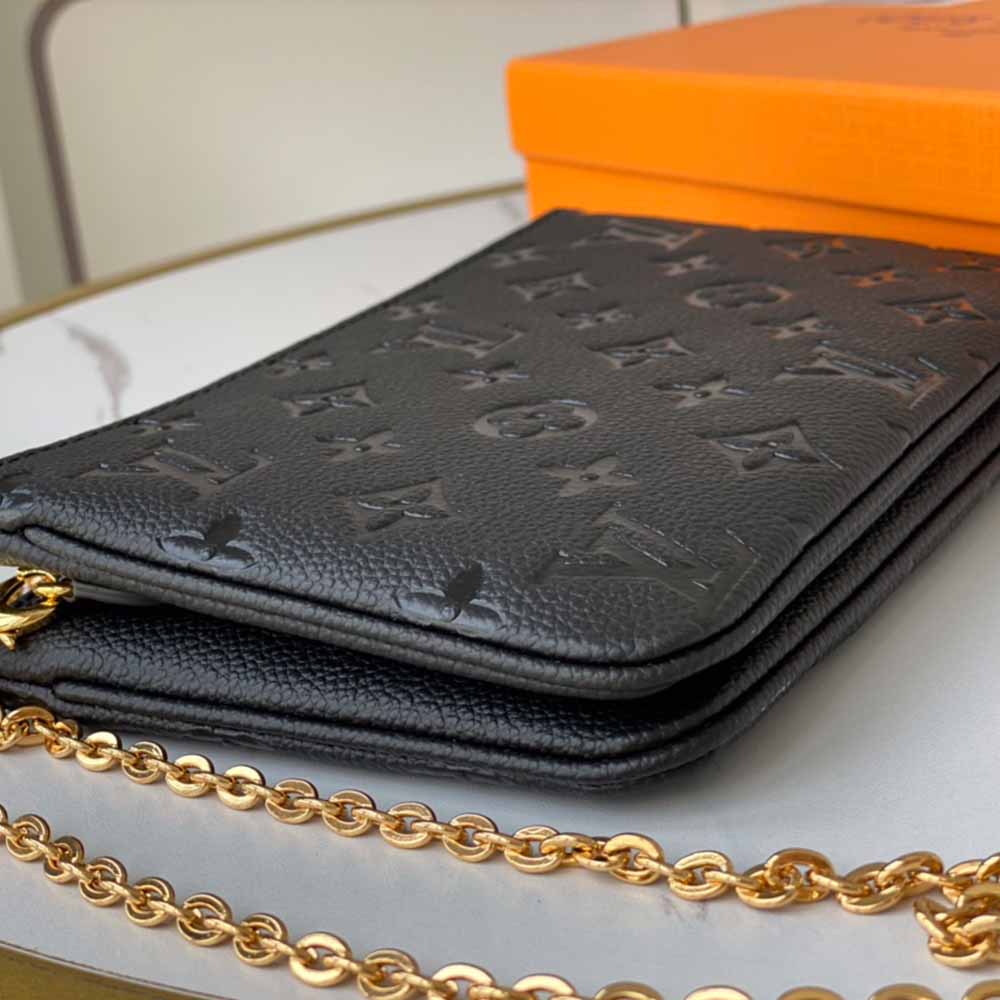 Louis Vuitton aaa-doble zip Pochette M68568 Negro/Azul-4