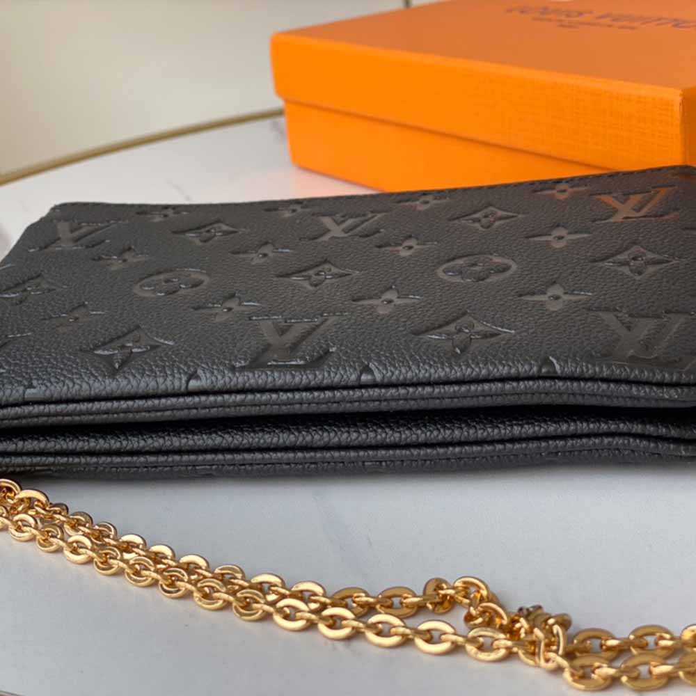 Louis Vuitton aaa-doble zip Pochette M68568 Negro/Azul-5