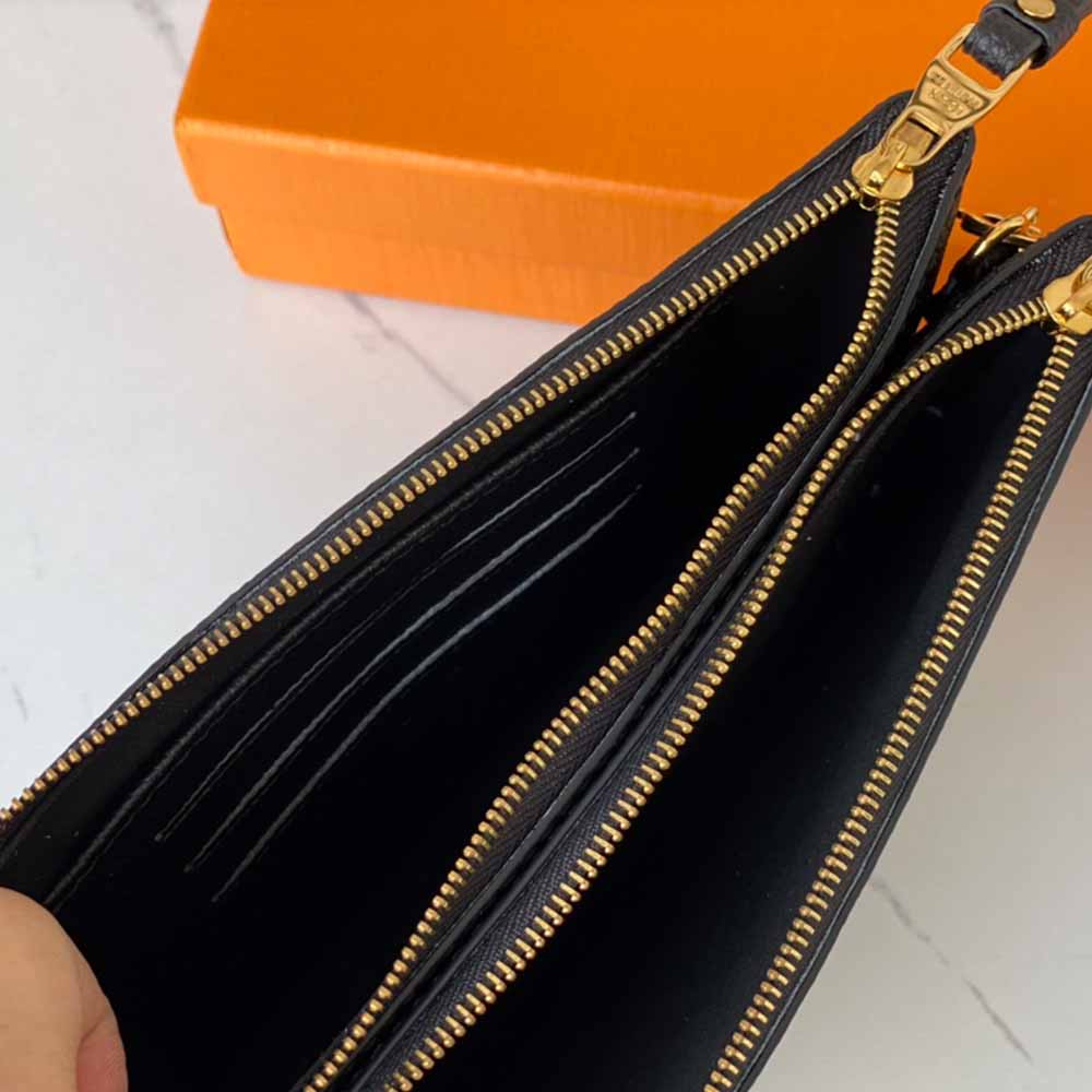 Louis Vuitton aaa-doble zip Pochette M68568 Negro/Azul-7