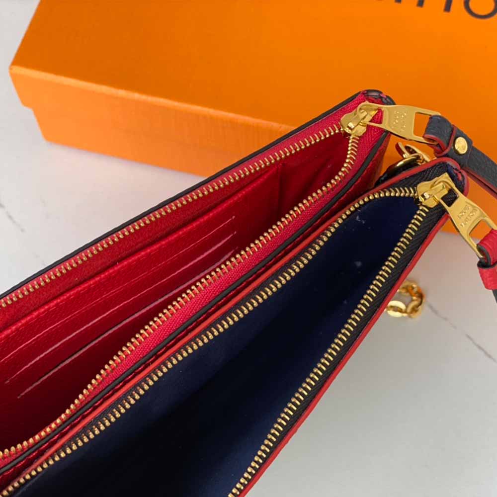 Louis Vuitton aaa-doble zip Pochette M68568 Negro/Azul-9
