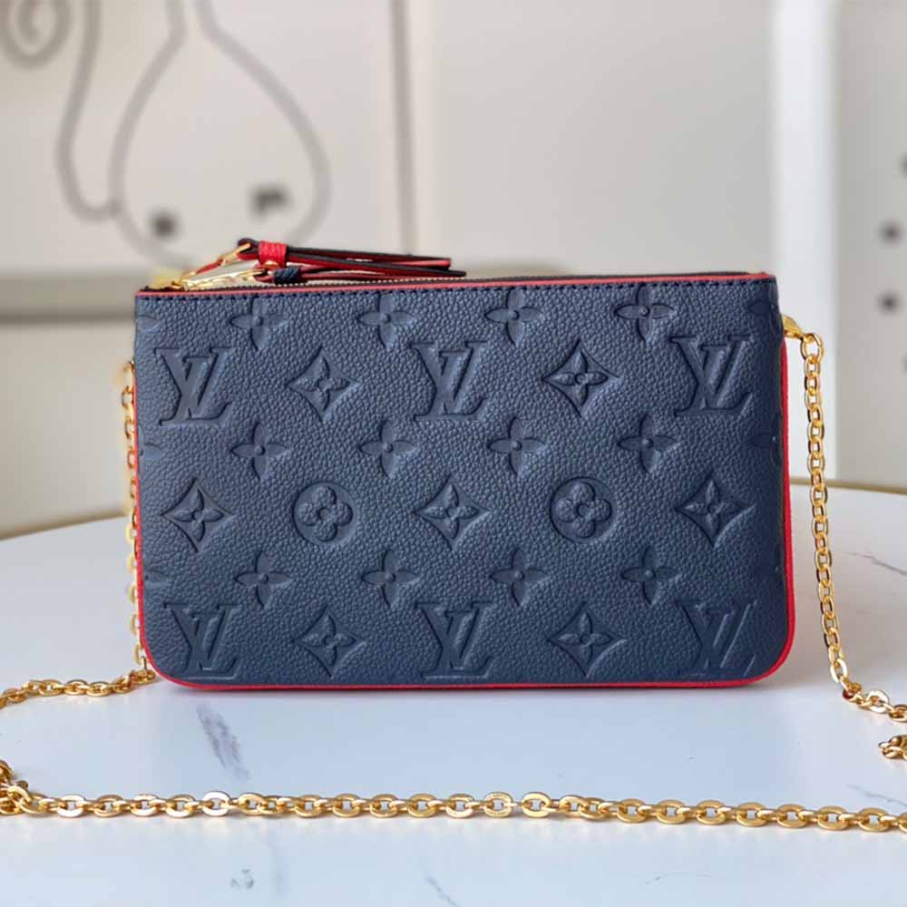 Louis Vuitton aaa-doble zip Pochette M68568 Negro/Azul-11