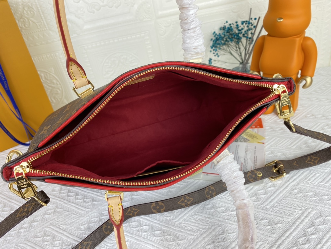 Louis Vuitton Pallas MM Monogram Negro/Rojo/Pink-3