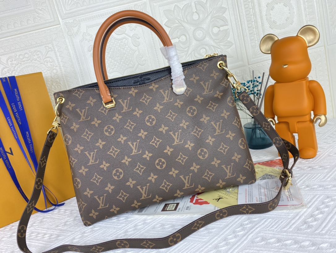 Louis Vuitton Pallas MM Monogram Negro/Rojo/Pink-4