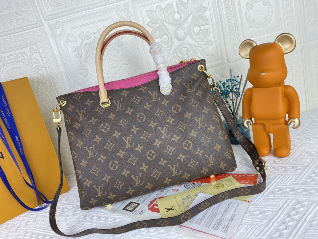 Louis Vuitton Pallas MM Monogram Negro/Rojo/Pink-12