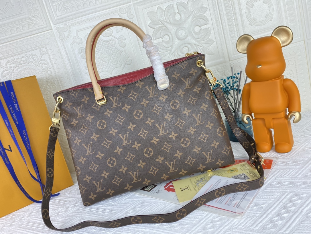 Louis Vuitton Pallas MM Monogram Negro/Rojo/Pink-16