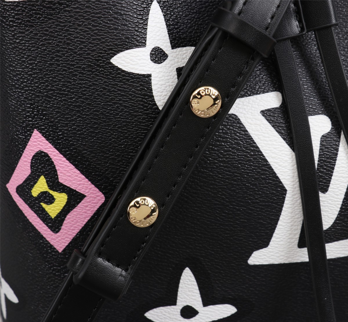 Louis Vuitton Neonoe MM Backet Bolsa Negro/Blanco-3