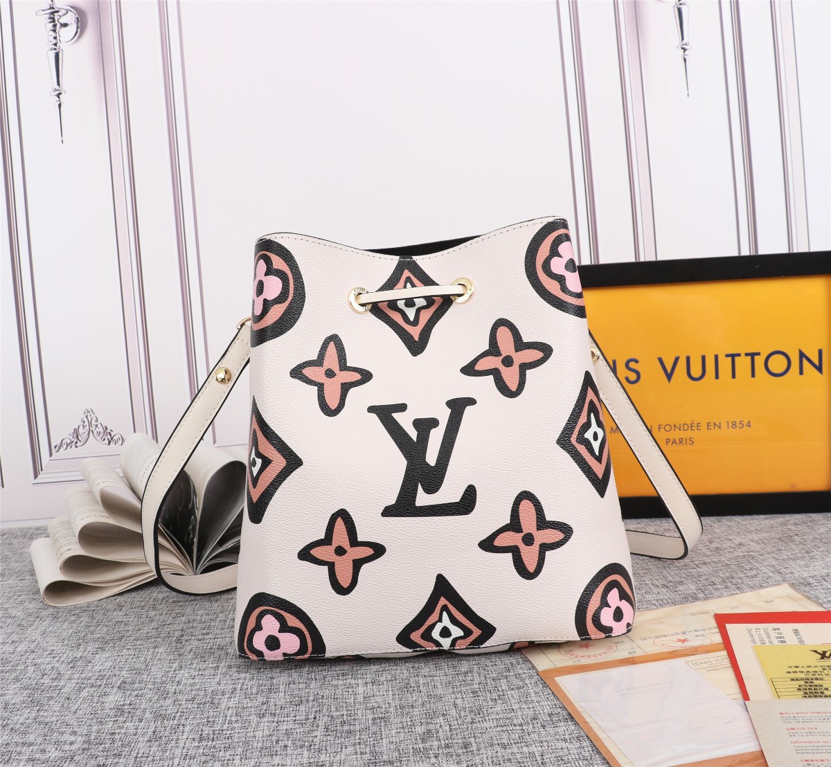 Louis Vuitton Neonoe MM Backet Bolsa Negro/Blanco-7