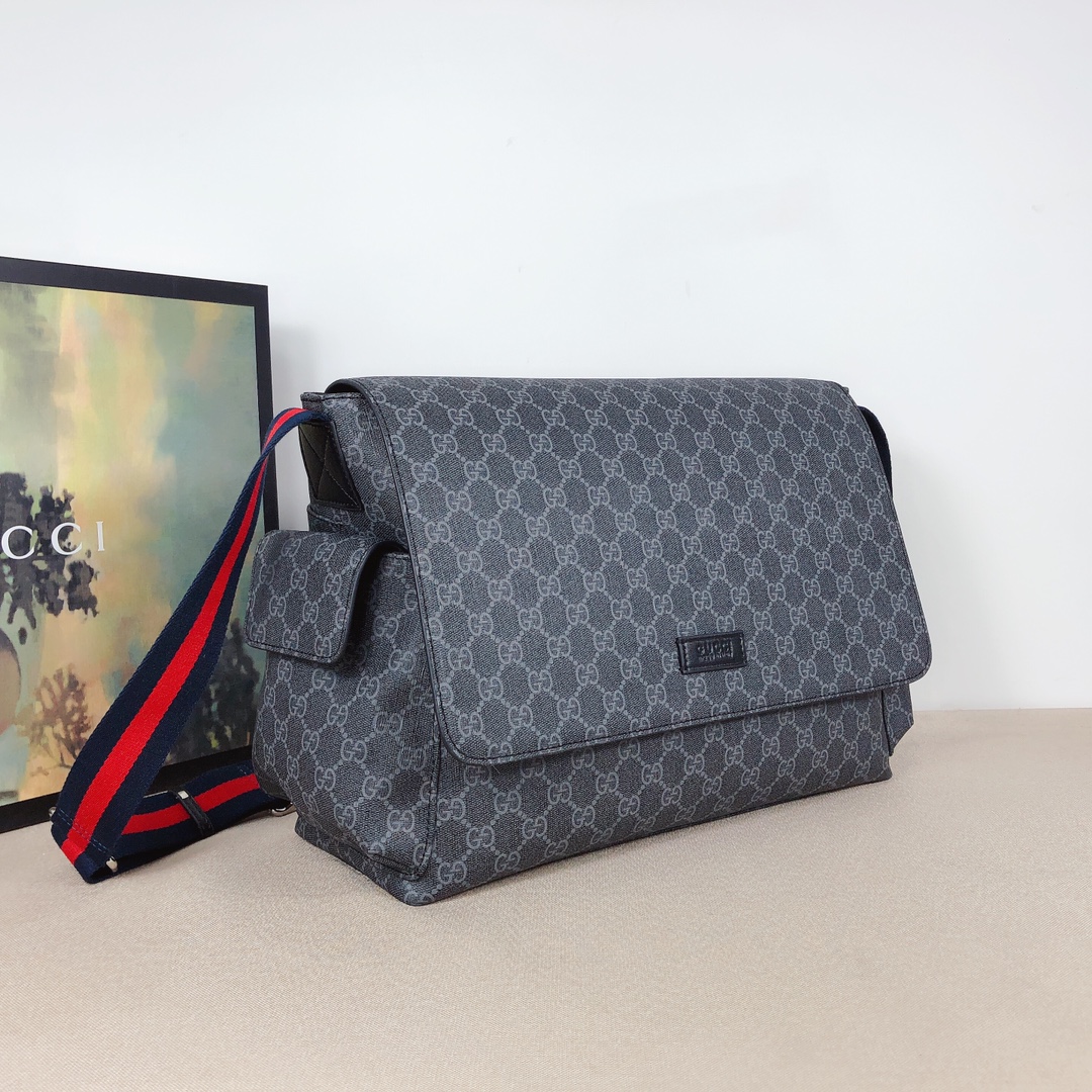Gucci GG Plus Bolsa de pañales Negro/Gris 211131-1