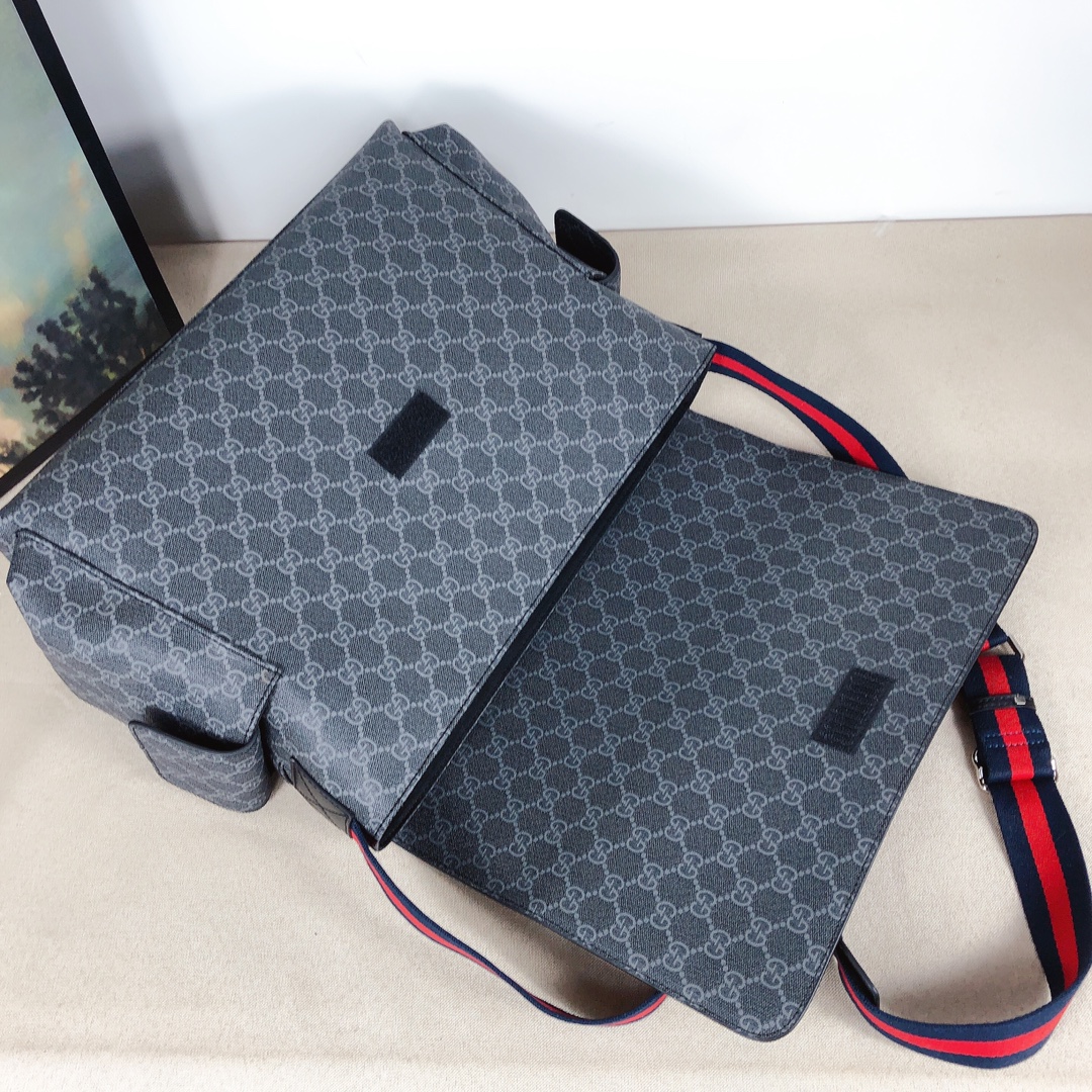 Gucci GG Plus Bolsa de pañales Negro/Gris 211131-6