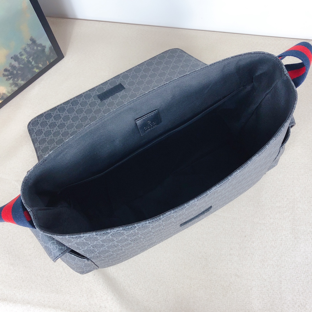 Gucci GG Plus Bolsa de pañales Negro/Gris 211131-7