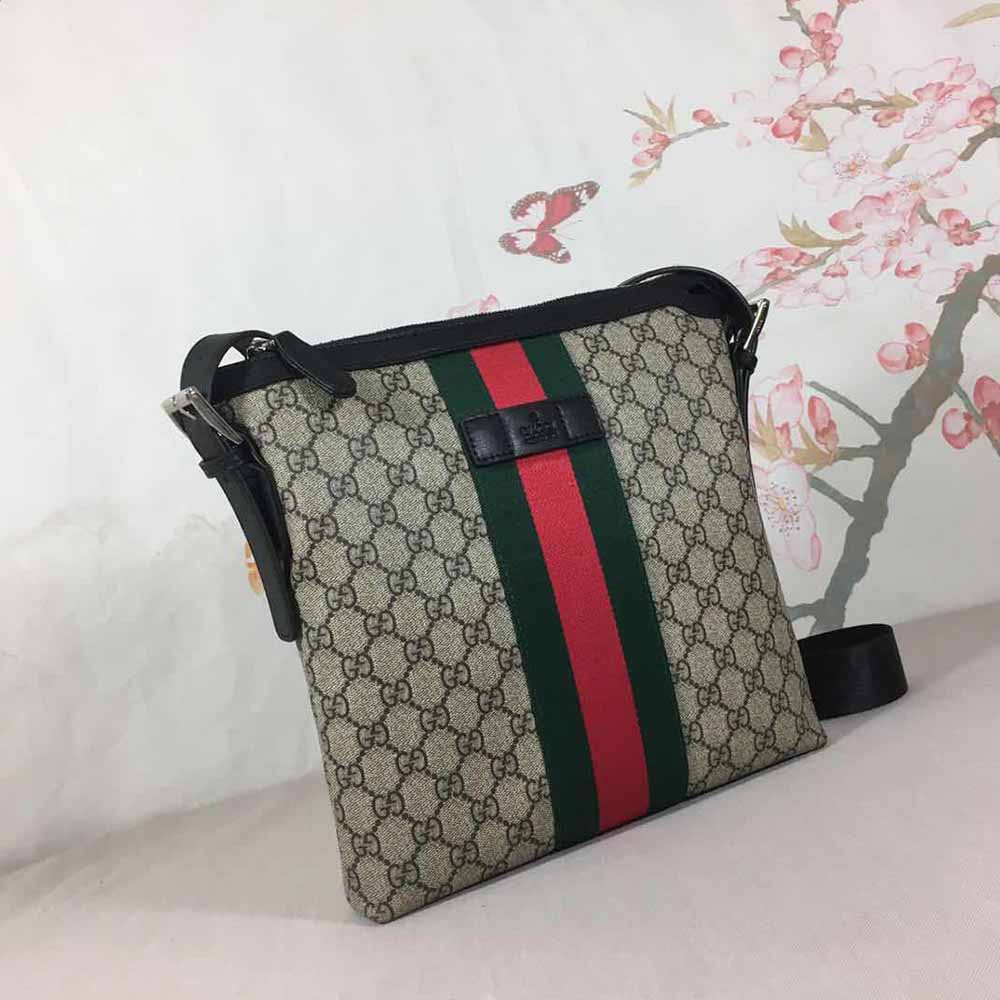 Bolsa de cuerpo cruzado de hombro Gucci negro/gris 387111-1