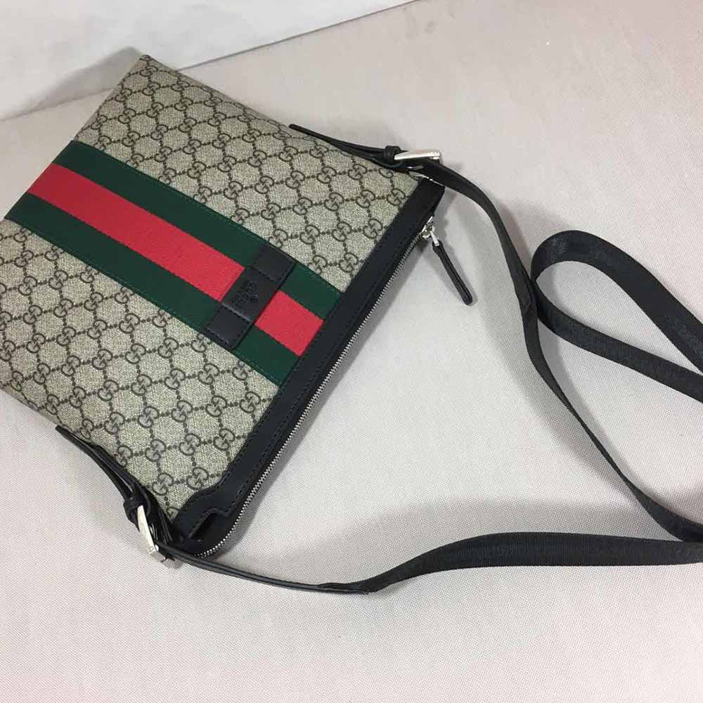 Bolsa de cuerpo cruzado de hombro Gucci negro/gris 387111-7