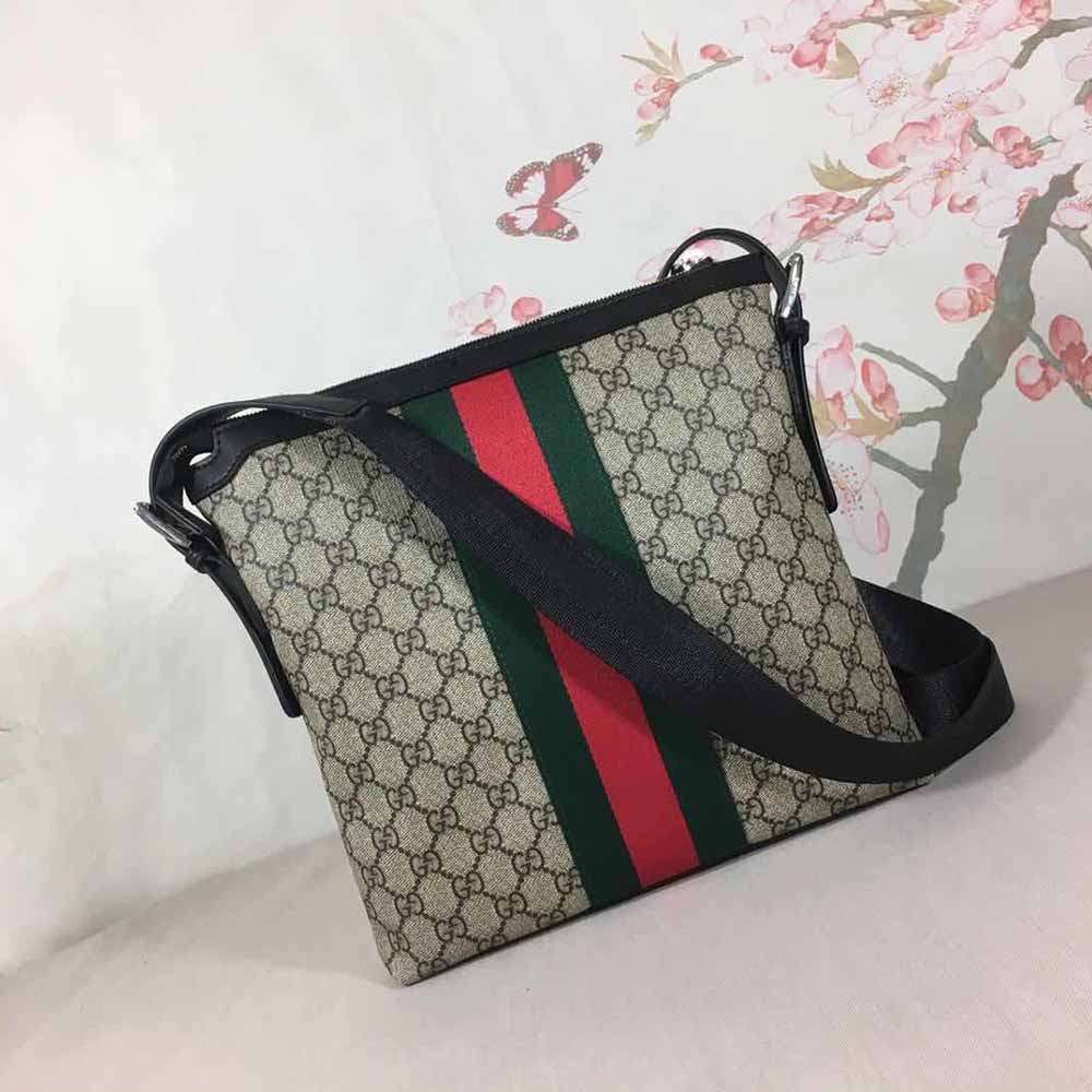 Bolsa de cuerpo cruzado de hombro Gucci negro/gris 387111-8